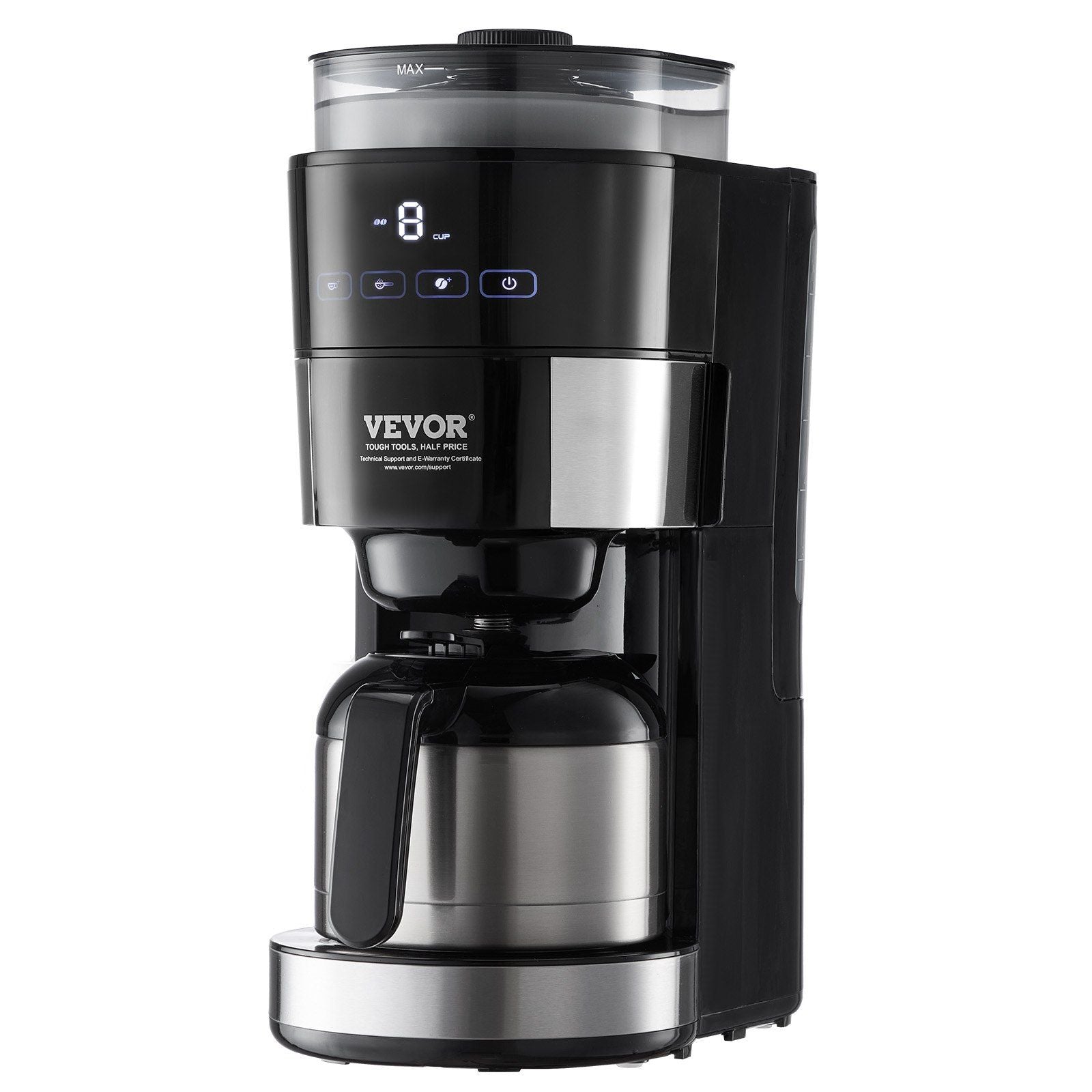 8-Cup Drip Coffee Maker with Built-In Grinder